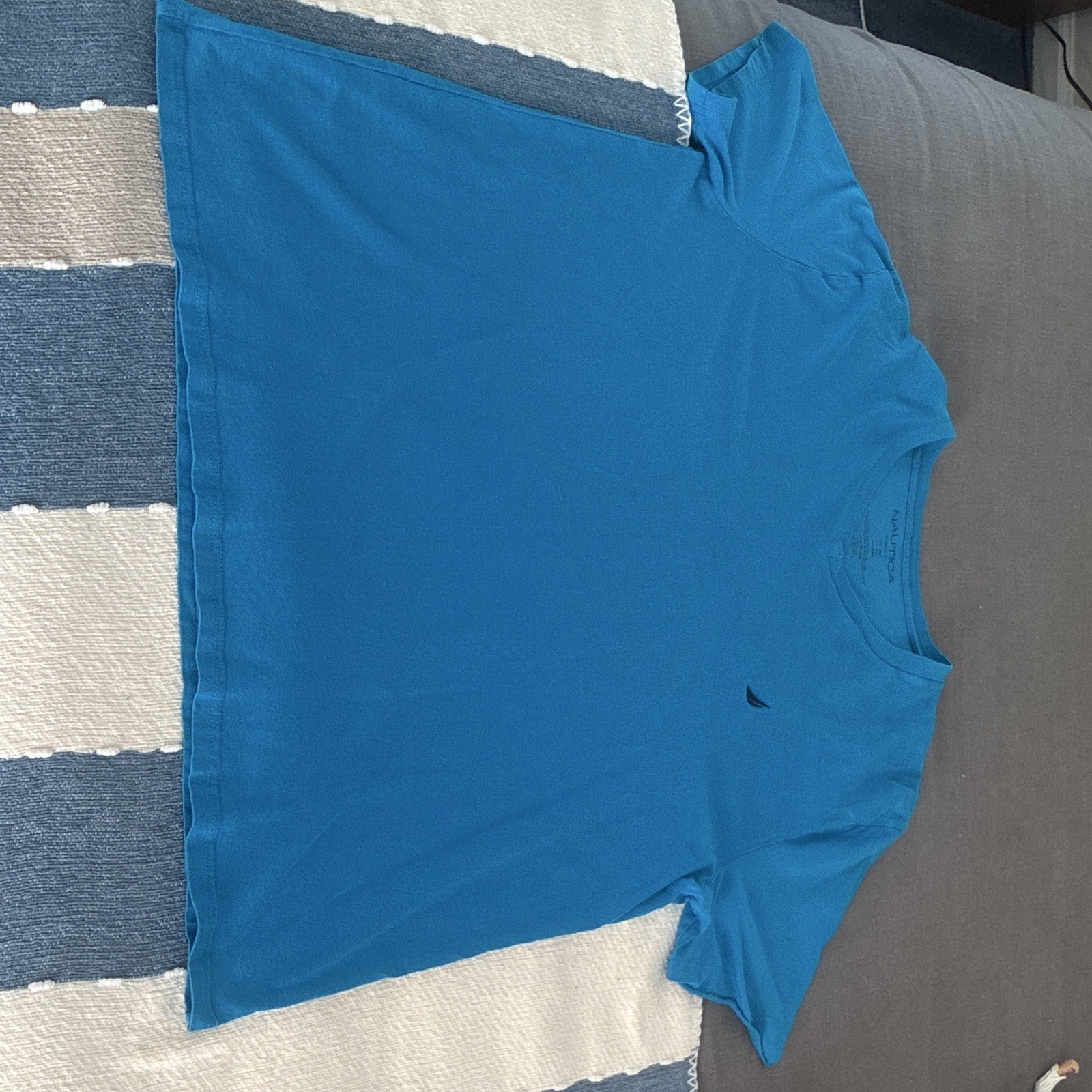Nautica Men’s Blue Crew Neck Short Sleeve Cotton Knit Logo Slim Fit T-Shirt XL gallery