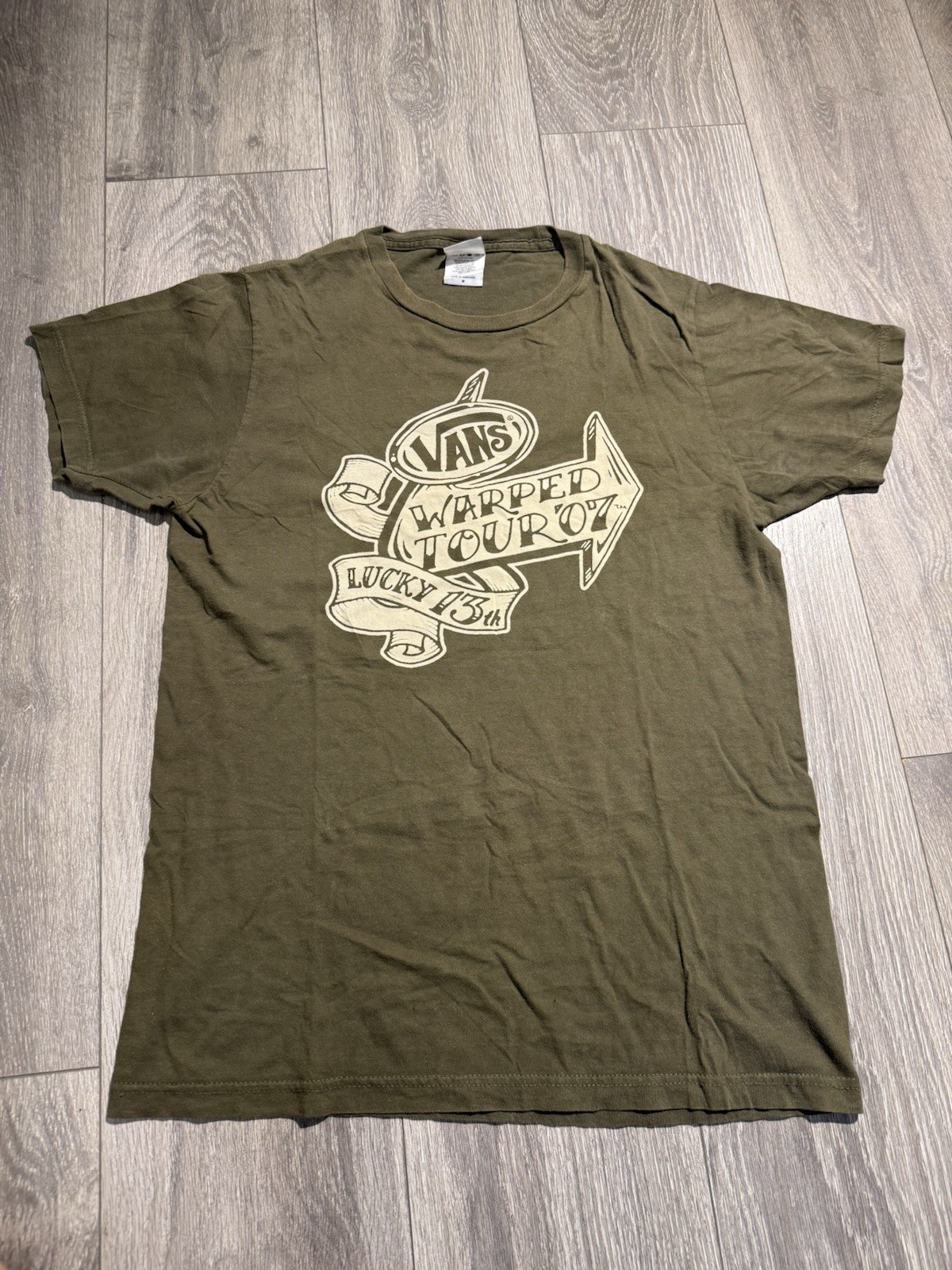 Vans Warped Tour 2007 Lucky 13 Green Medium Tour Shirt Double Sided gallery