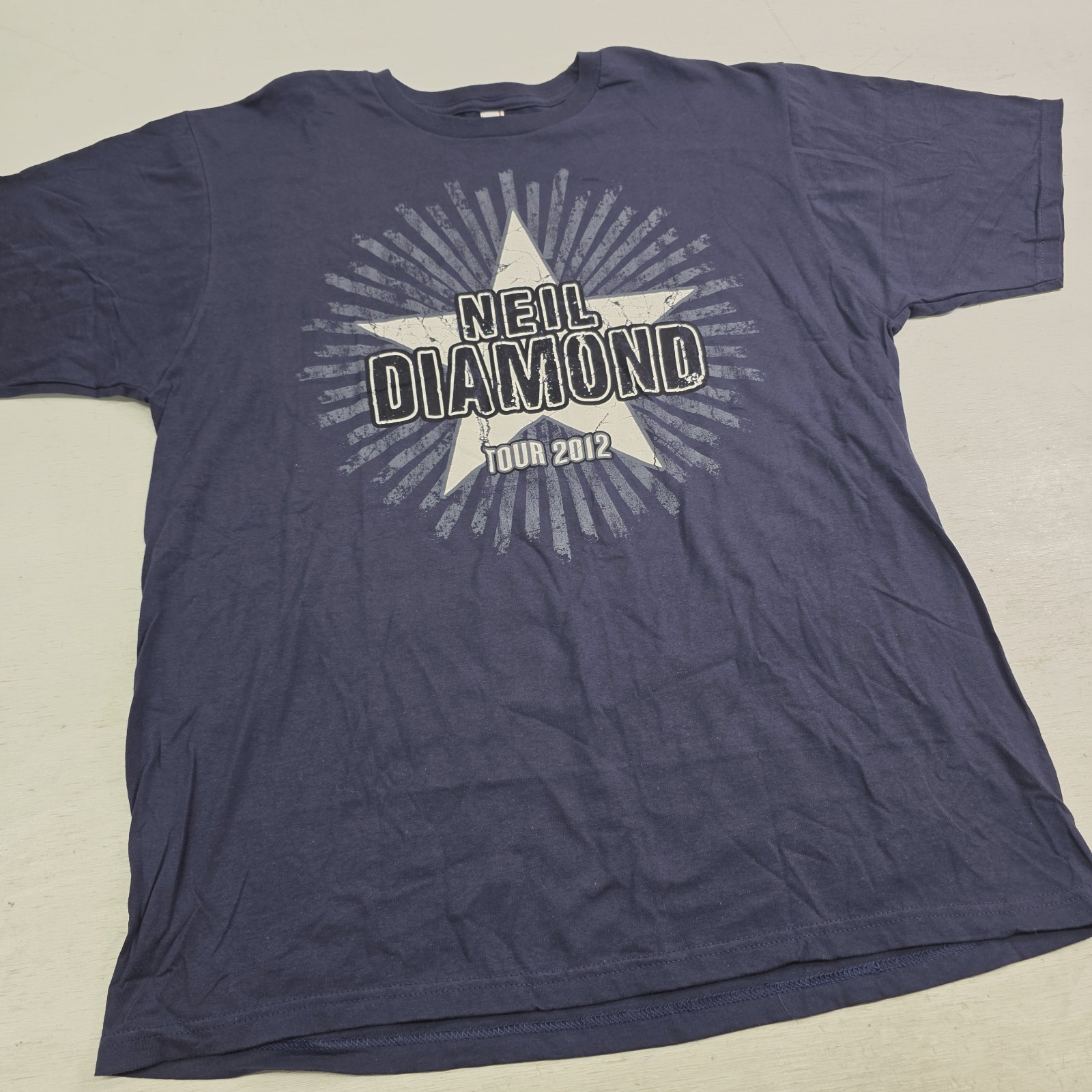 Neil Diamond 2012 Tour Star Burst Navy Blue Concert Folk T-Shirt Men's XL EUC gallery