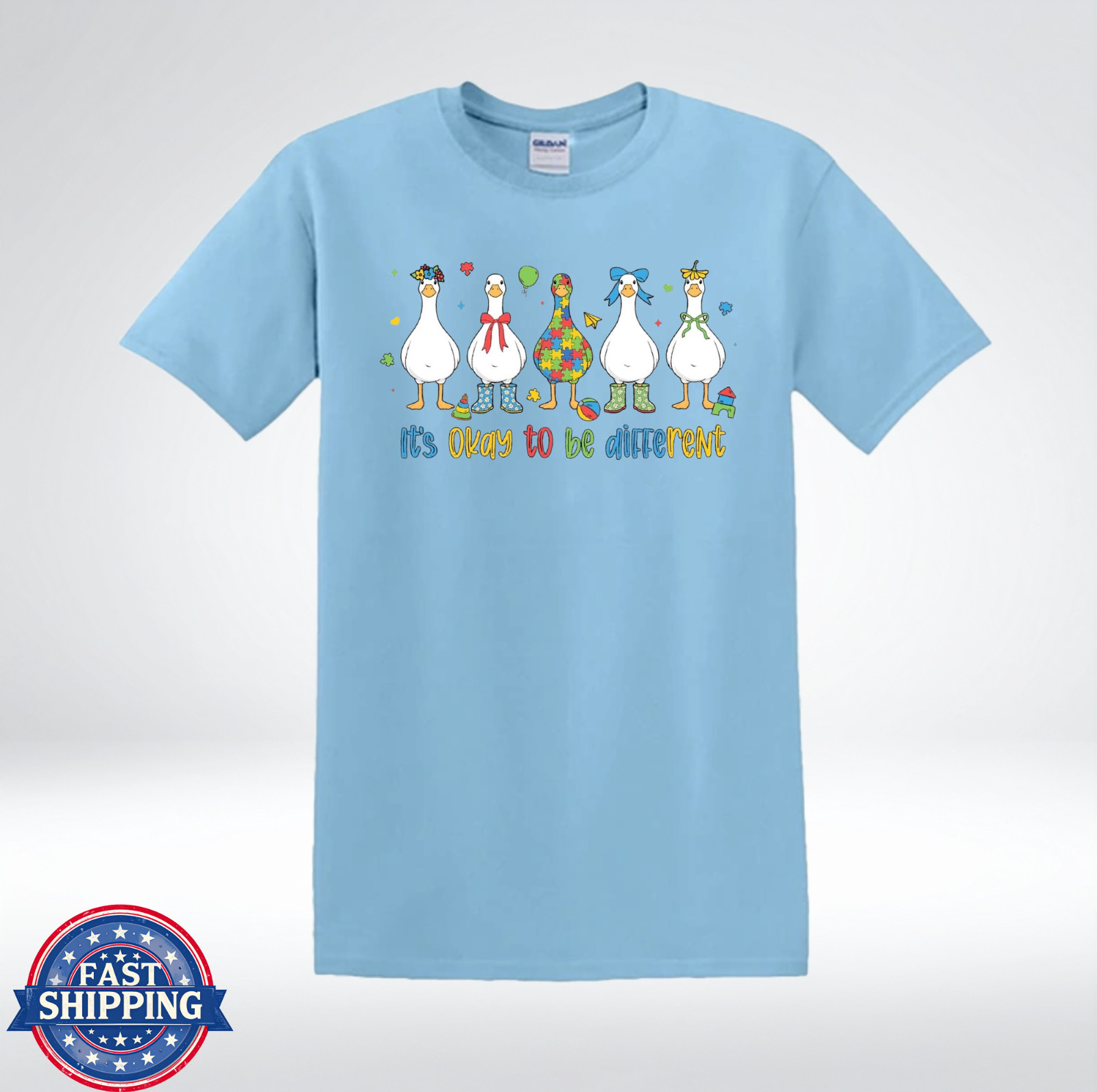 It’s Okay To Be Different Cute Goose Autism Awareness T-Shirt gallery