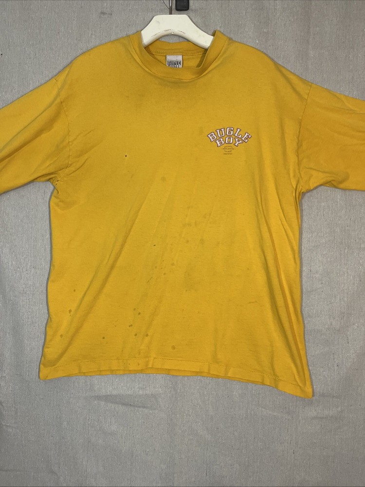 Bugle Boy Large T-Shirt Vintage 90s Single Stitch Yellow Distressed