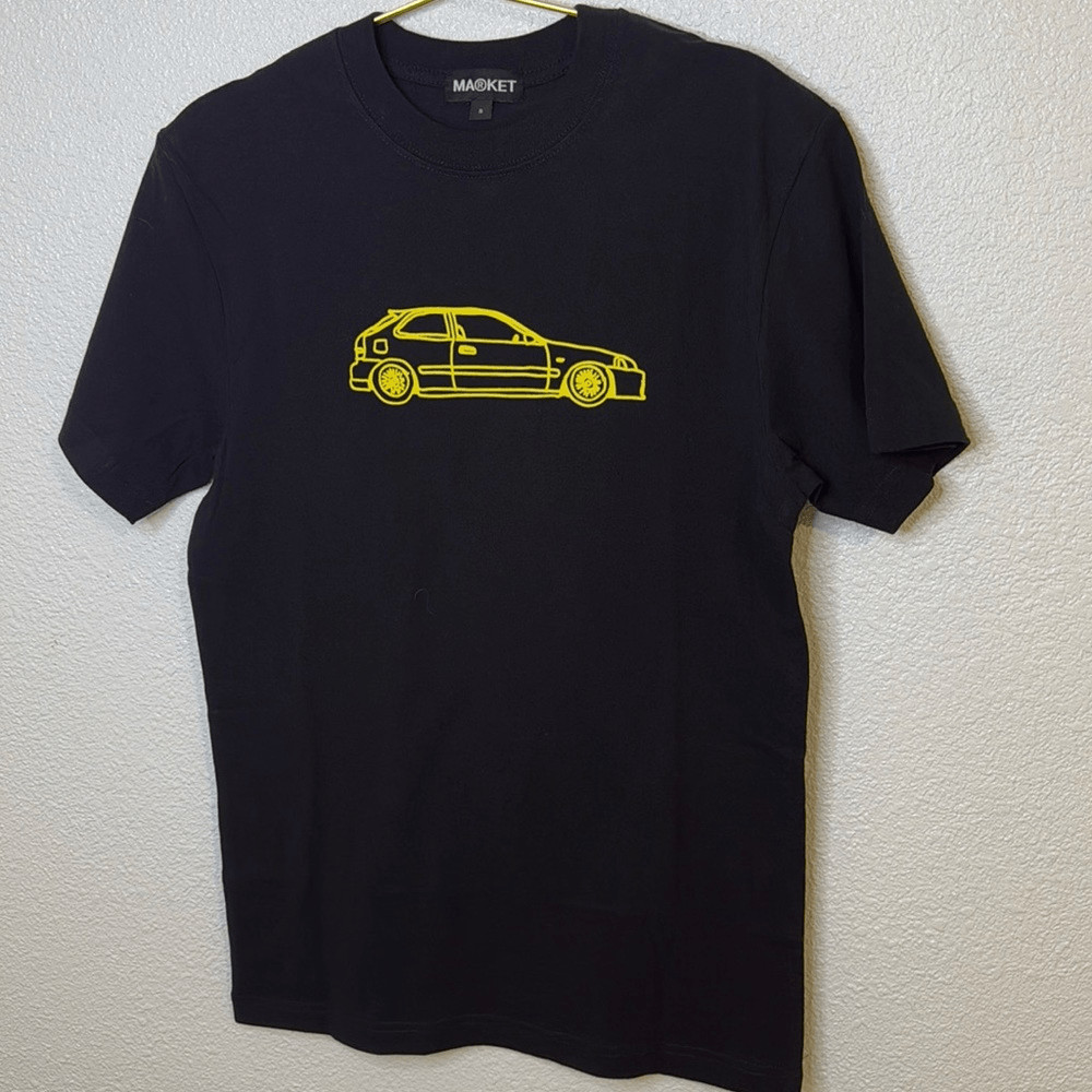 NEW- Market- Honda Civic type R EK-mens graphic tee- black w/ yellow Size Small
