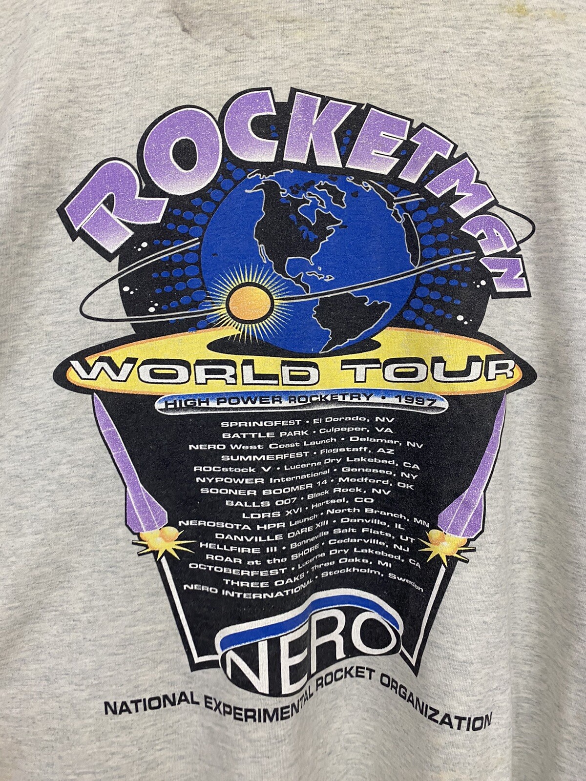 VTG Rockerman NERO Livin On The Edge Rocket Organization Tour T-Shirt XXL gallery