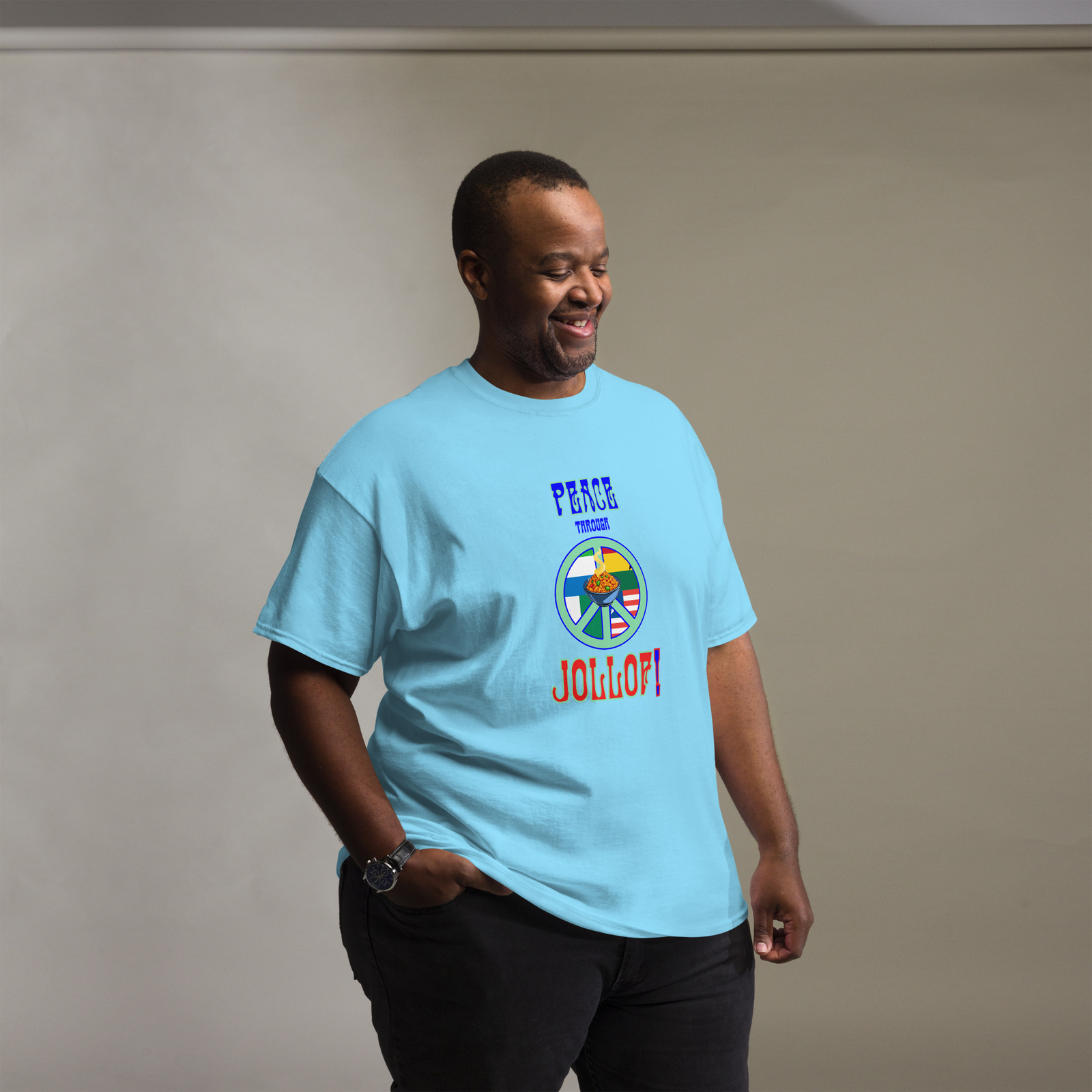 "Peace Through Jollof" Unisex T-shirt Africa Rice Nigeria Ghana Liberia Leone gallery