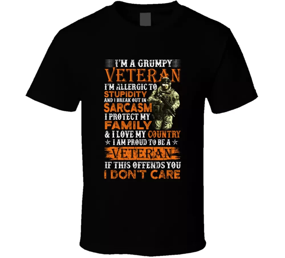 Grumpy, Hero Veteran Army Military Soldier Flag T Shirt Tee Gift New