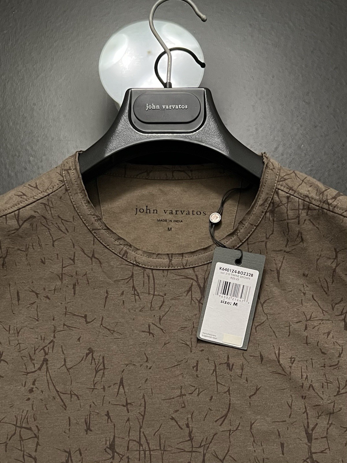 John Varvatos Luxury Shirt - Twine Brown - Raw Cut Edges - Crinkle - Vtg 2023 gallery
