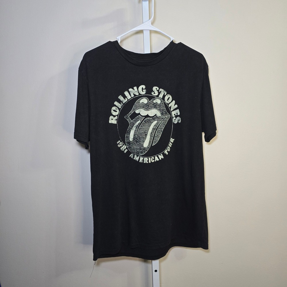 The Rolling Stones 1981 American Tour Black Graphic T Shirt Mens Size M