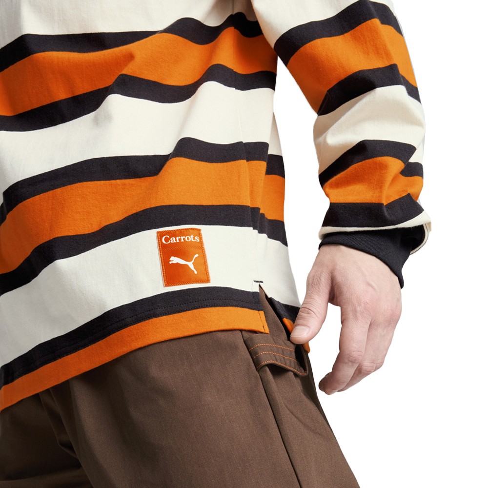 PUMA Carrots X Collared Long Sleeve Pullover Shirt Mens Orange, White Casual Top gallery