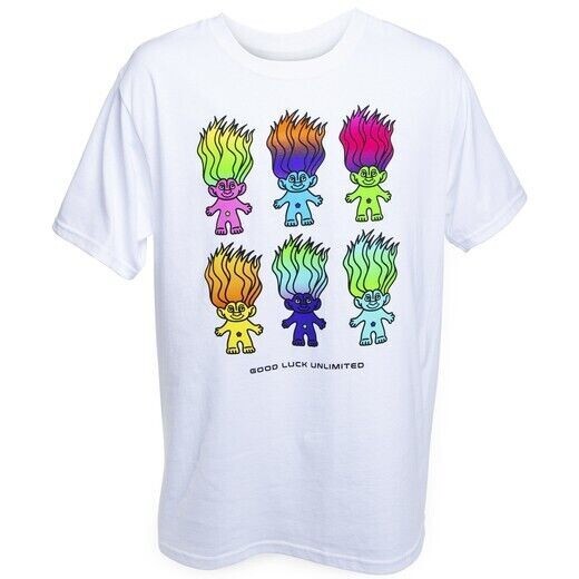 Good Luck Trolls Mens Good Luck Unlimited Rainbow Trolls White Shirt New S-XL gallery