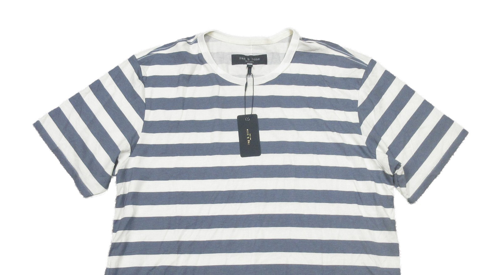 Rag & Bone Men’s Slate Blue/White Stripe Crew-Neck Short Sleeve T-Shirt gallery
