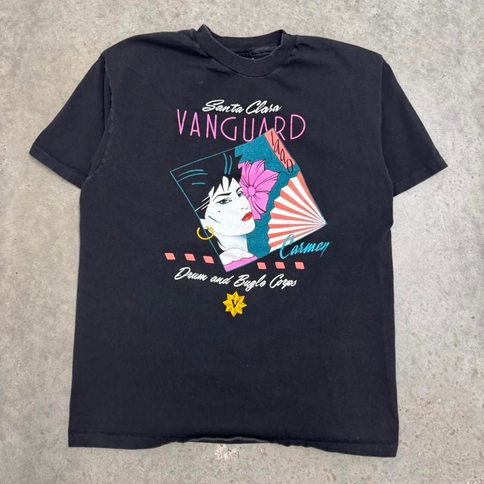 Vintage 90s Santa Clara Vanguard T-shirt Drum & Bugle Corps Faded Black Large