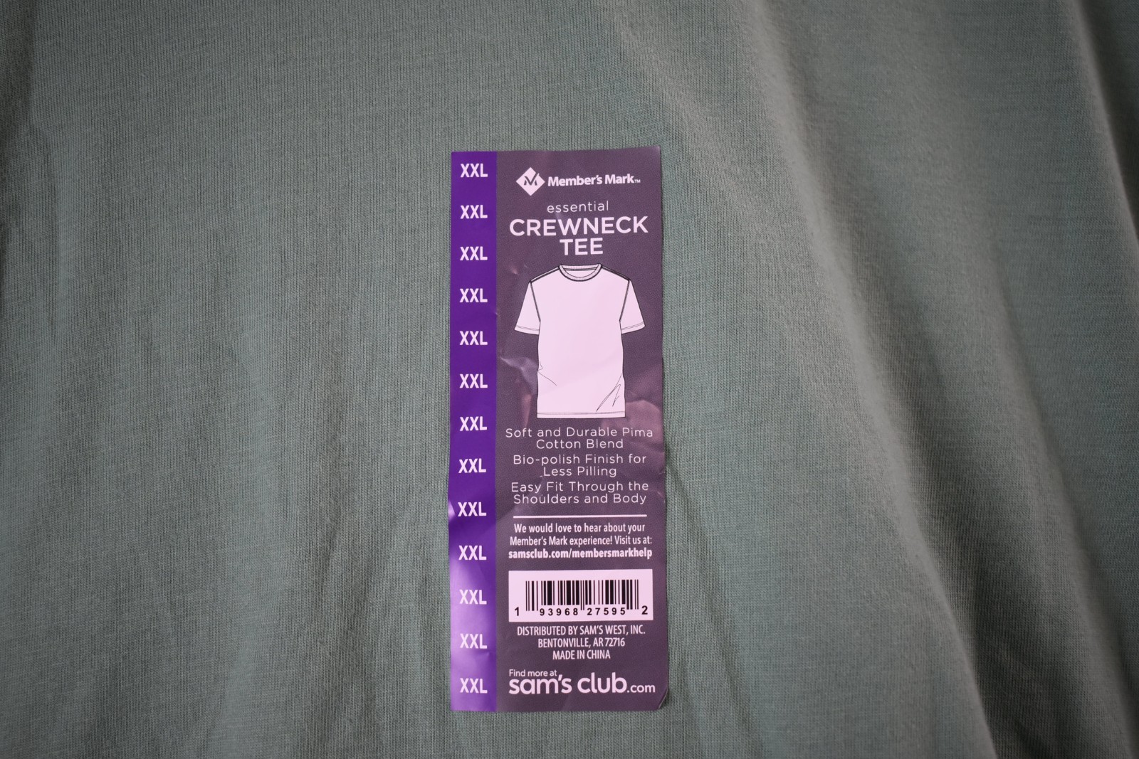 Member's Mark Men's Essential Crew Neck Short Sleeve Tee Green XXL (A-24) gallery