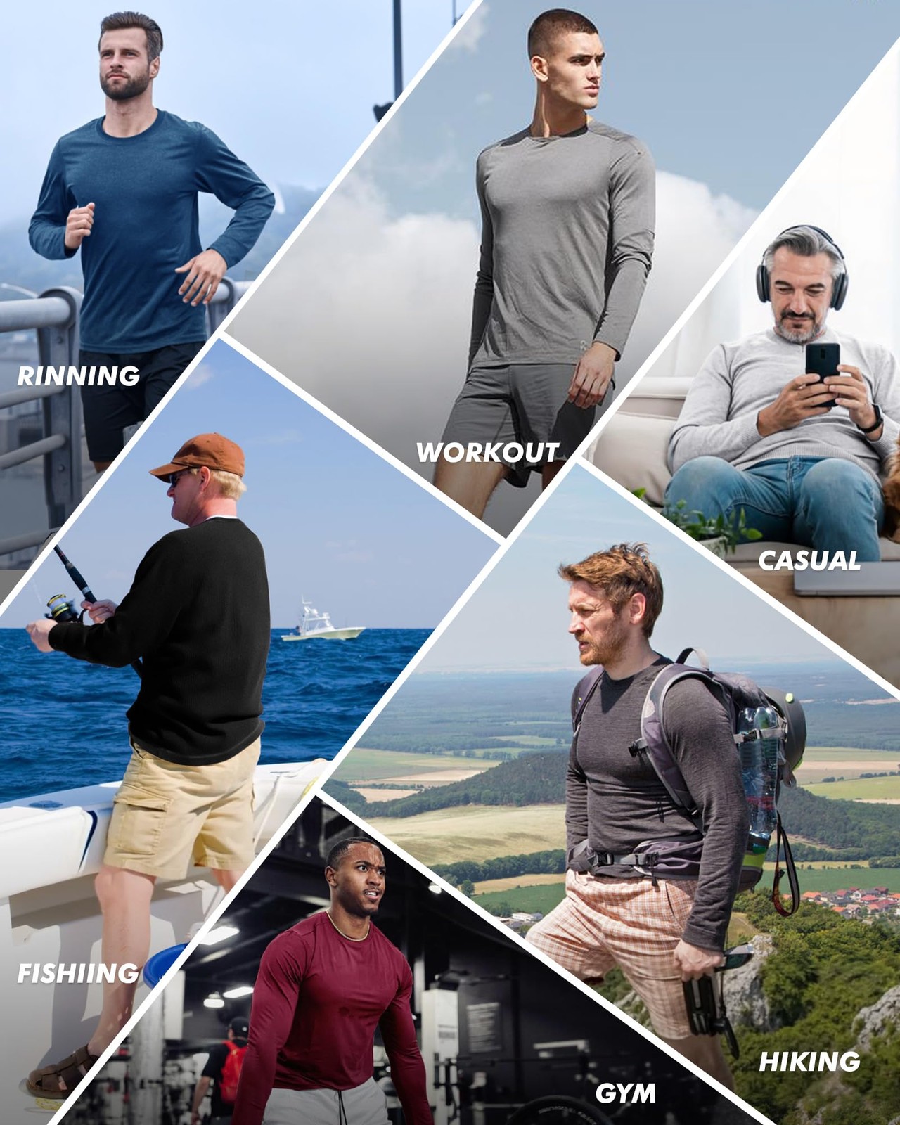 7 Pack Long Sleeve Shirts for Men Quick Dry Moisture Wicking Sun Protection ... gallery