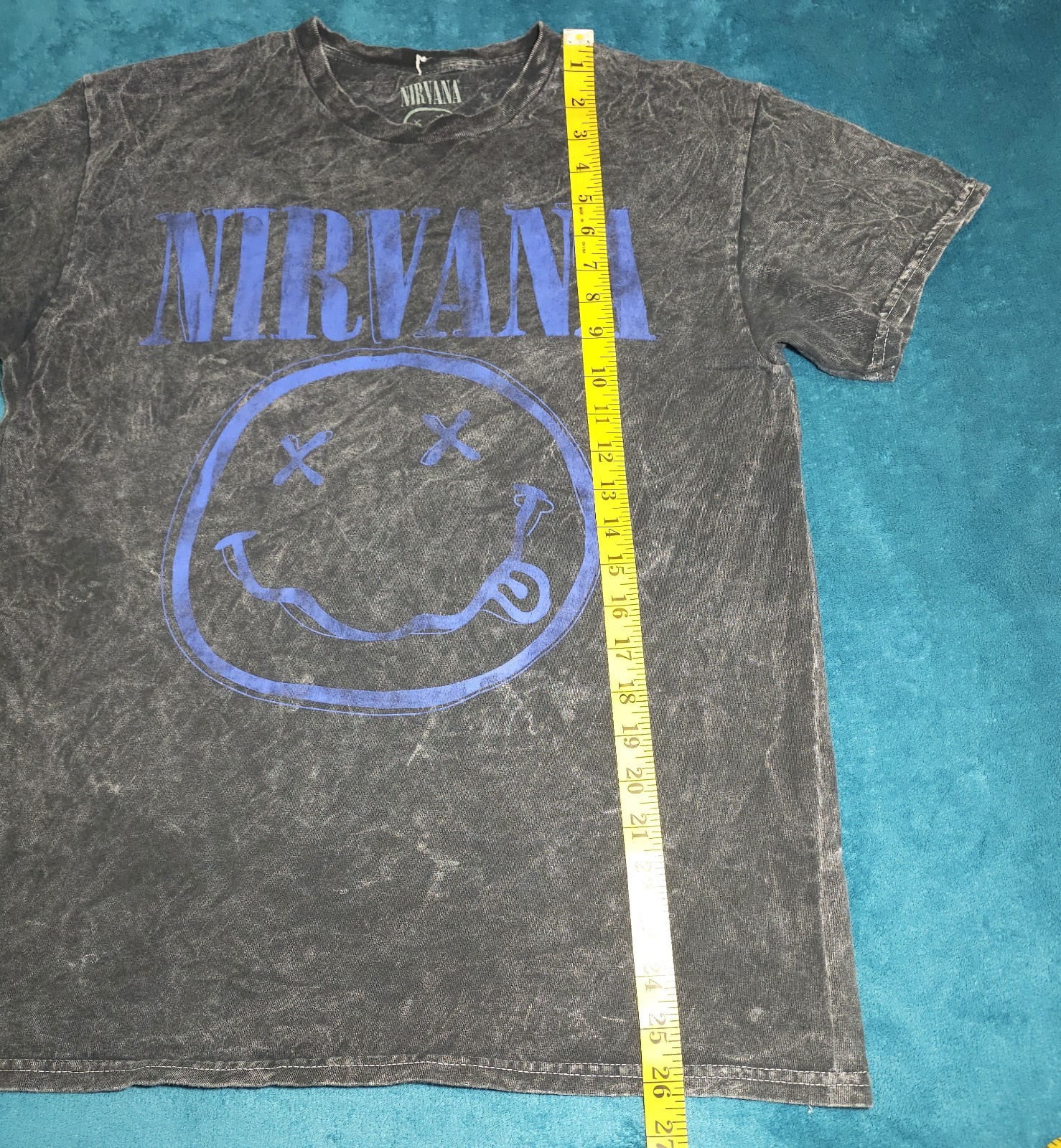 Nirvana Logo Black Acid Wash Short Sleeve Cotton T-Shirt Men's M gallery