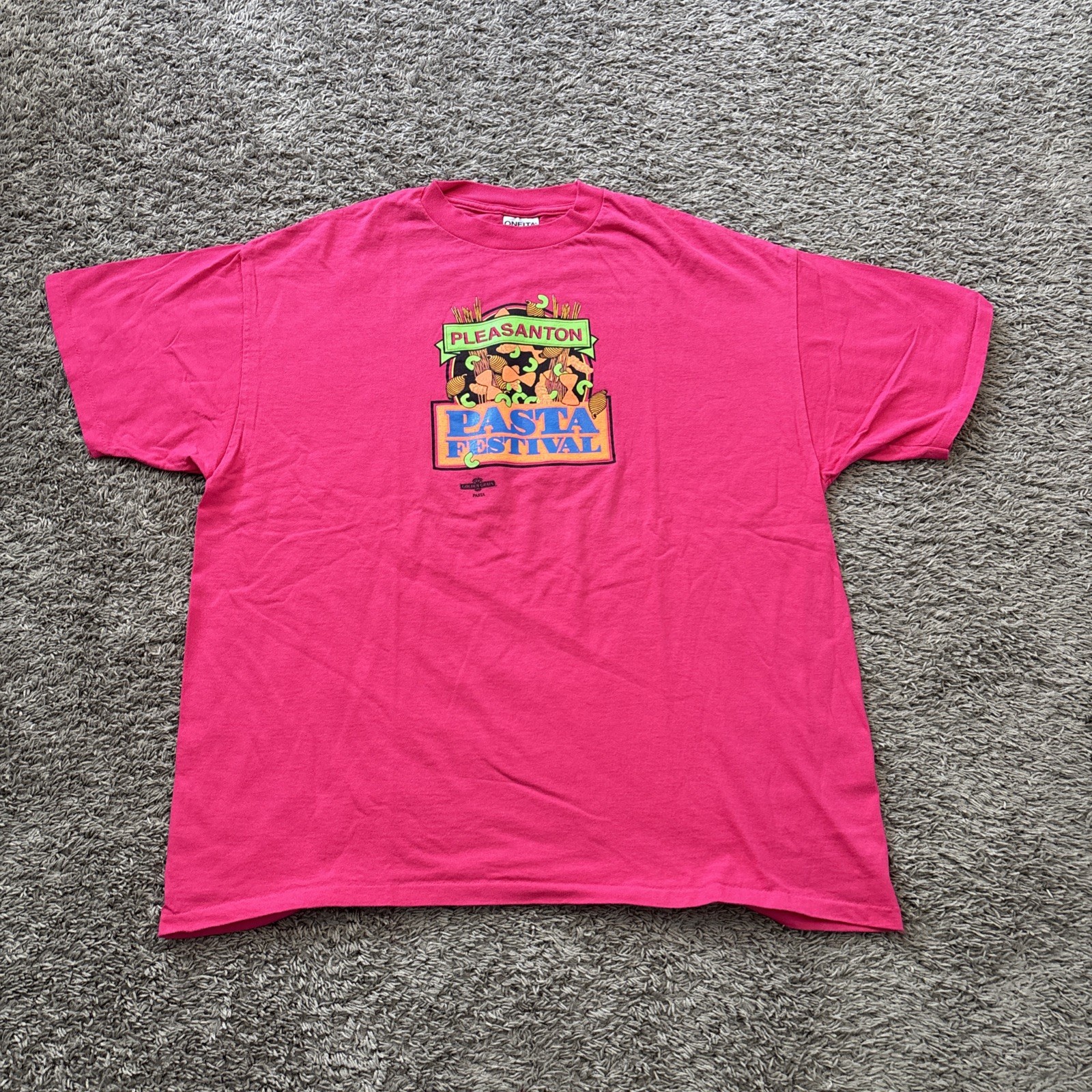 Vintage Pleasanton Pasta Festival T Tee shirt 80s Single Stitch Pink XXL gallery