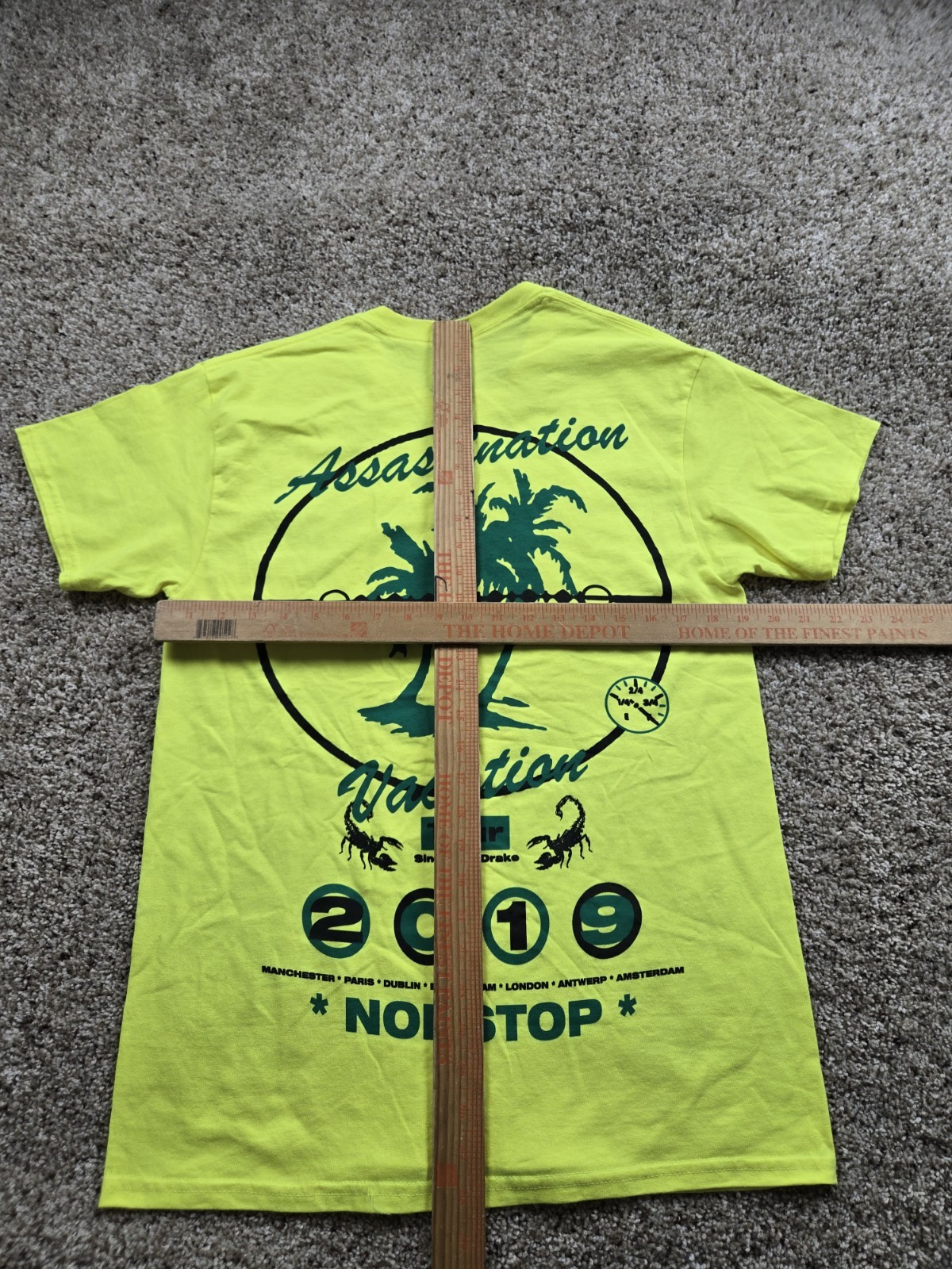 Drake 'Assassination Vacation T-shirt Medium Neon Yellow 2019 World Tour gallery