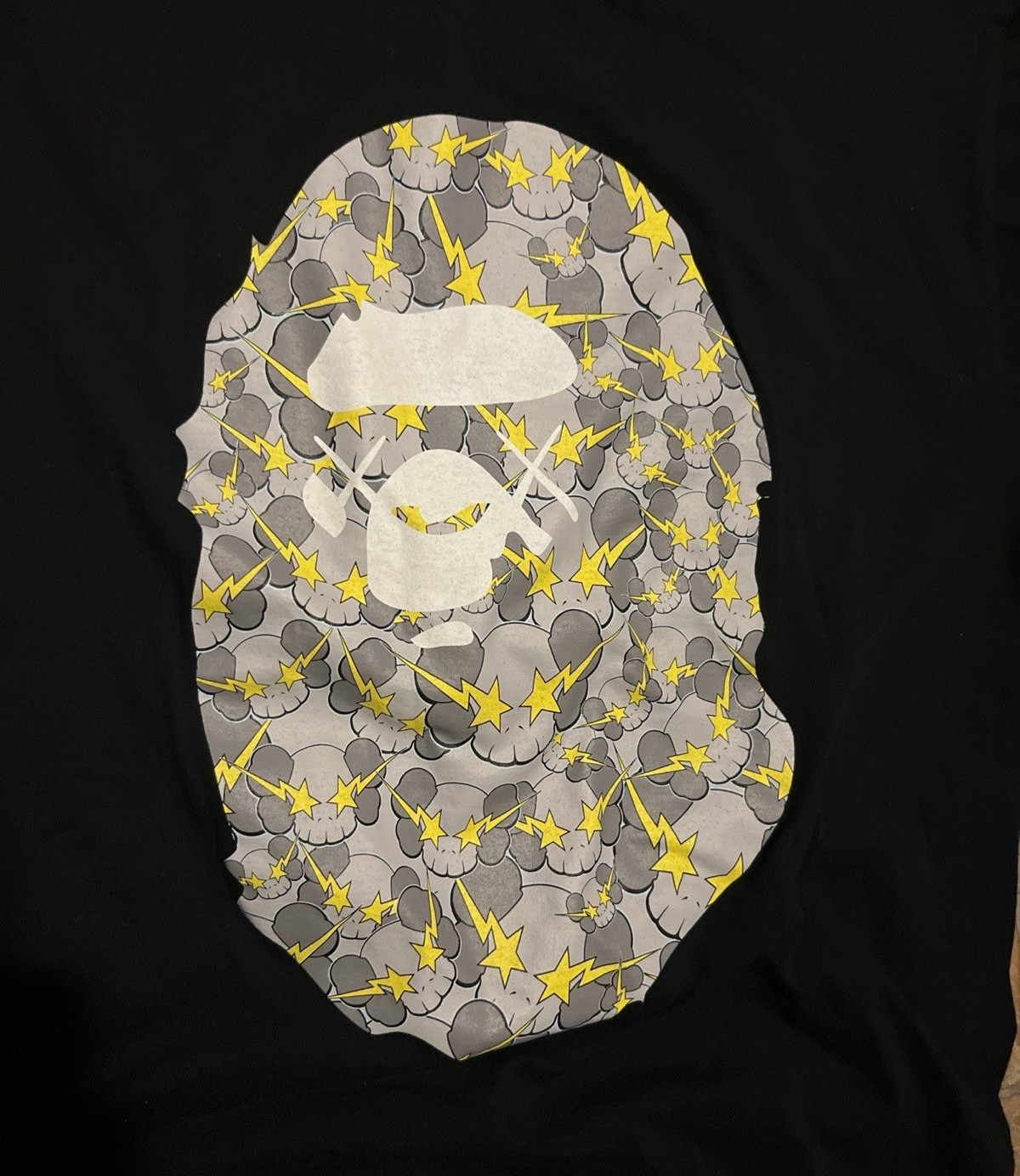 A Bathing Ape BAPE x KAWS Black Logo Graphic Cotton Knit T-Shirt Crew Neck XTRA gallery