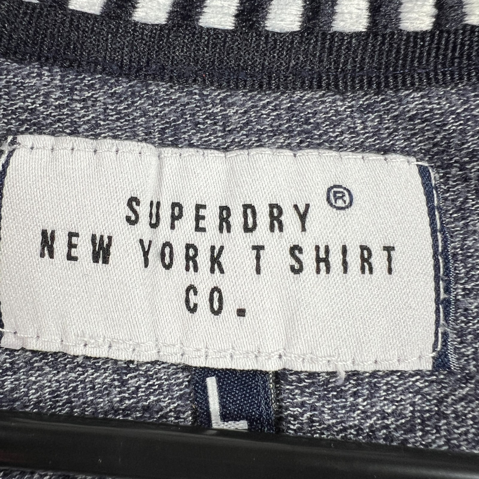 Superdry Shirt Mens Large Blue Long Sleeve Embossed Crew Neck Designer Casual gallery