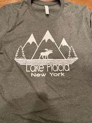 LAKE PLACID NEW YORK Adirondack Mountains Vacation Souvenir Olive T Shirt Size M