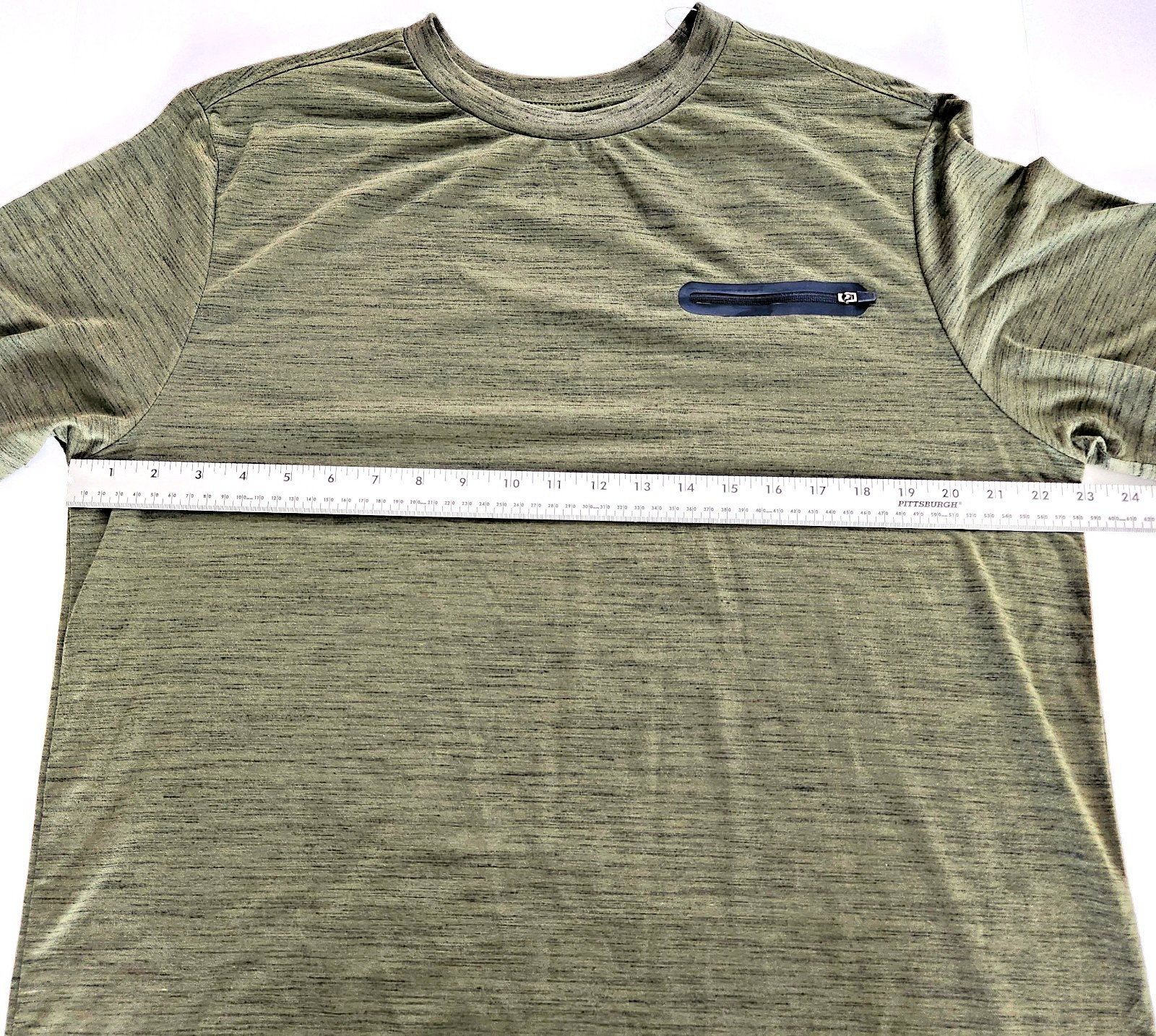 ONE POINT ONE Mens XL Heather Green Faux Zip Pocket Tee T-Shirt Crew Neck NWT gallery
