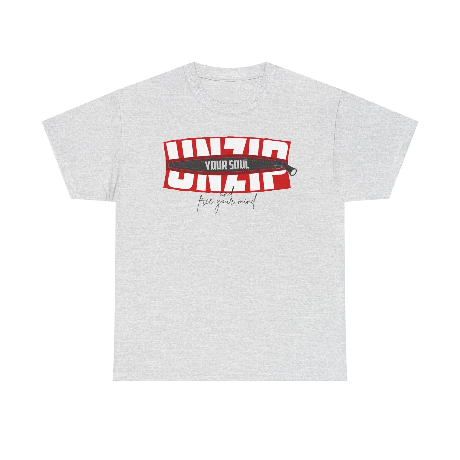 Unisex Heavy Cotton Tee – Unzip Your Soul, Relaxed Fit T-Shirt, Fun Casual Wear,