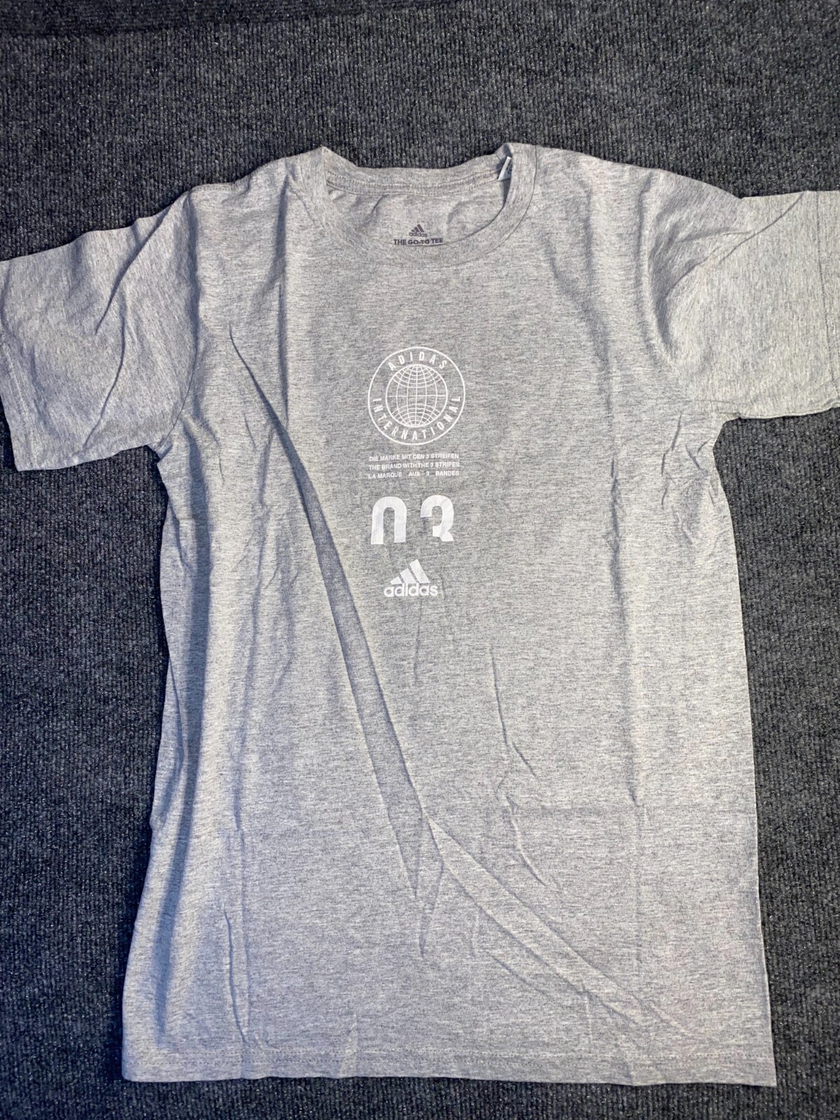 Adidas International The Go To Tee Shirt Men Small Gray Blended Fabric Crew Neck