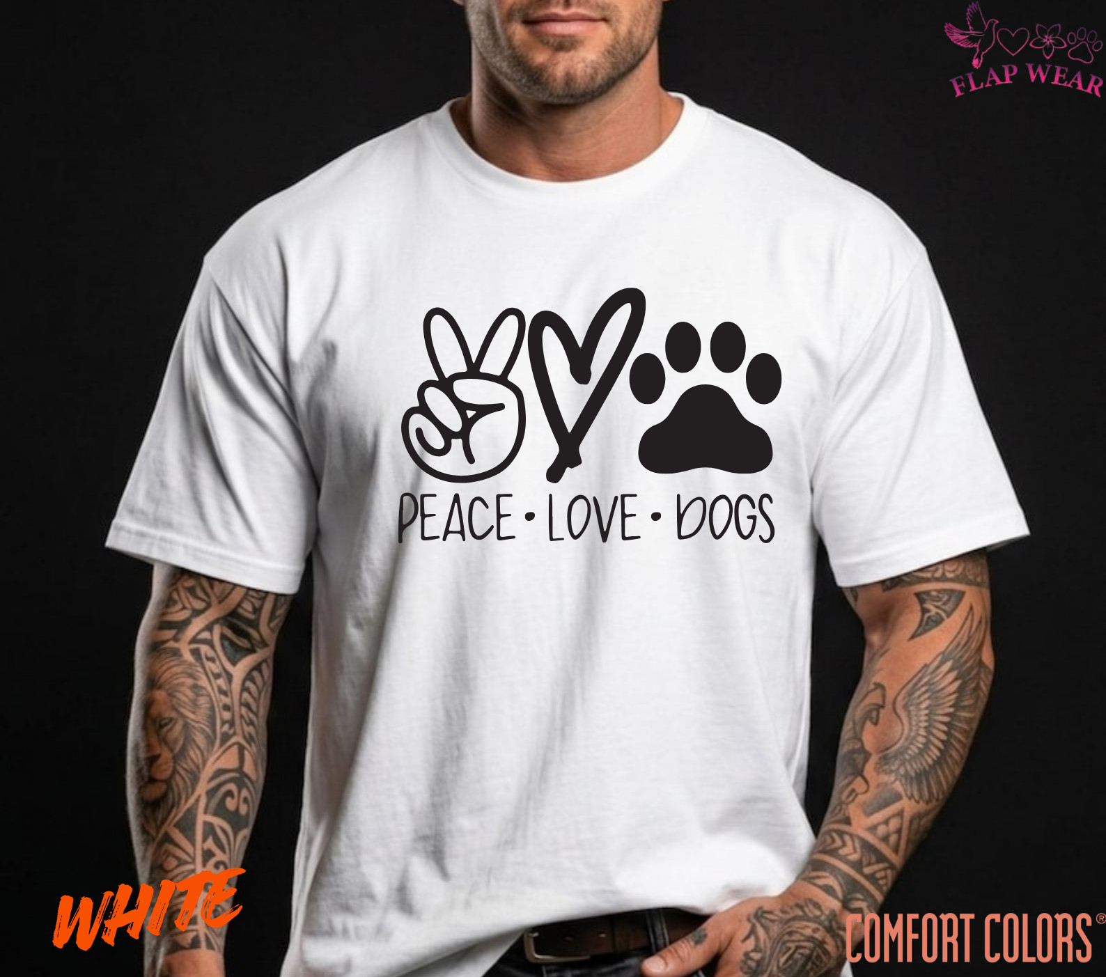 Unisex Peace Love Dogs Printed T SHIRT,T shirt women,T shirt men,T shirt vintage gallery