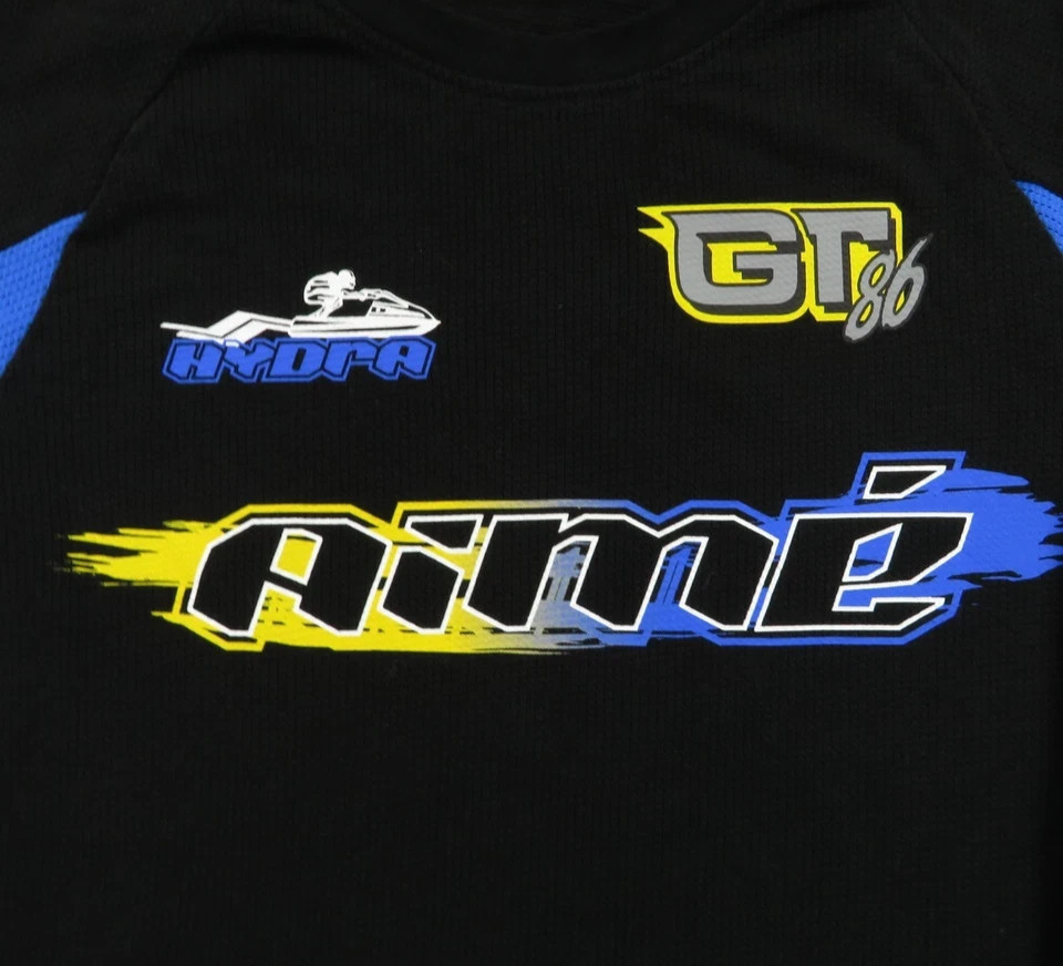 Aime Leon Dore Black Mesh Wave Runner Long Sleeve Logo Jersey Shirt SZ L Large gallery