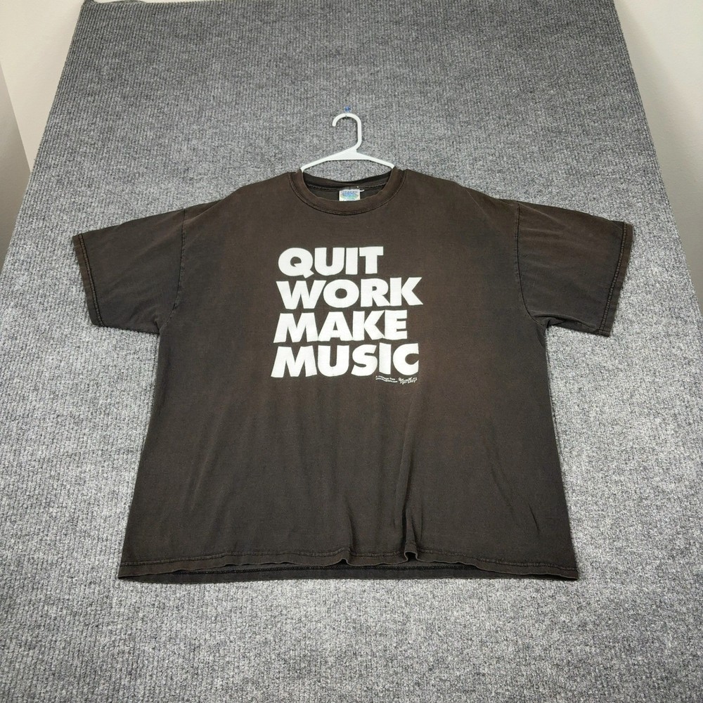 Vintage Quit Work Make Music Graphic T Shirt Mens 2XL Black The Martians