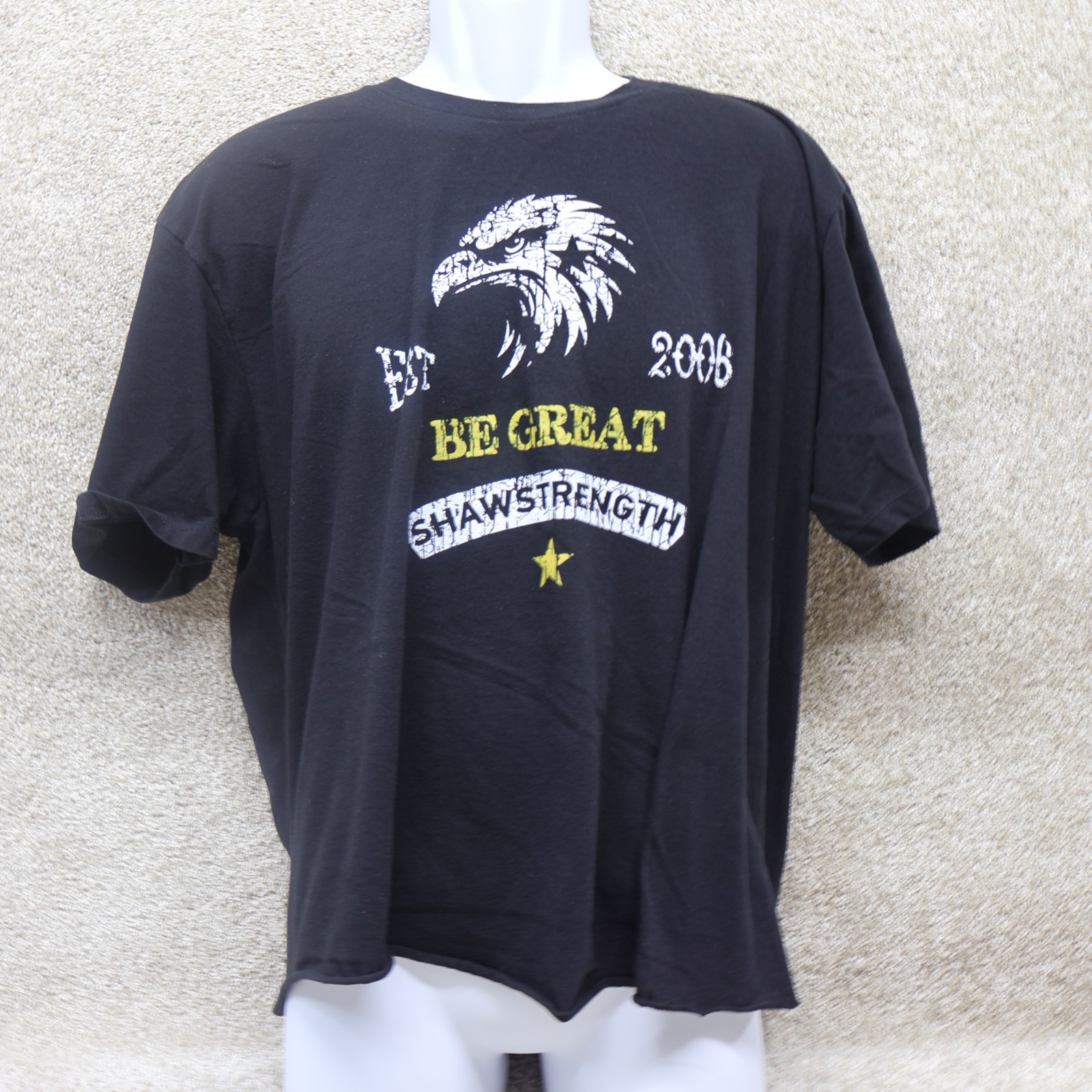 Shaw Strength Cropped T-Shirt XL Black Graphic Gym Workout Tee Modified gallery