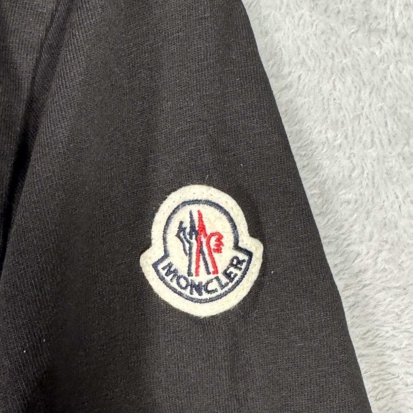 Moncler Shirt Mens Small Black M Logo Patch Organic Cotton Crewneck Tee gallery
