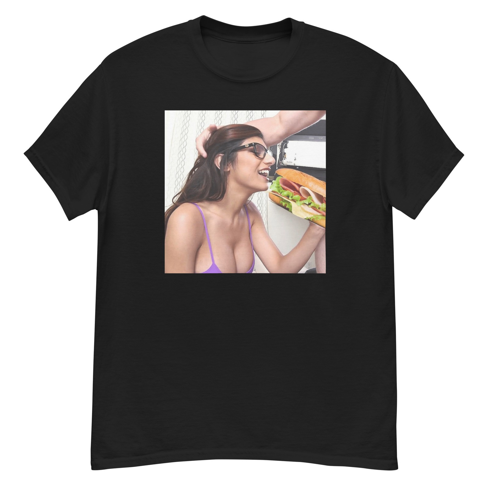 Mia Khalifa Eating A Sandwich Unisex Classic T-Shirt (Size S-5XL) gallery