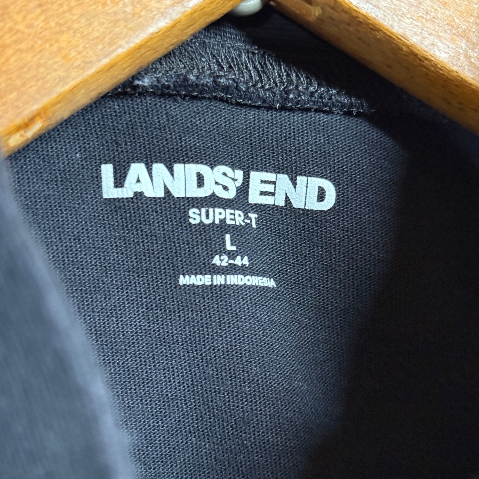 Lands End Super-T Shirt Mens L Black Mock Neck Long Sleeve Cotton gallery
