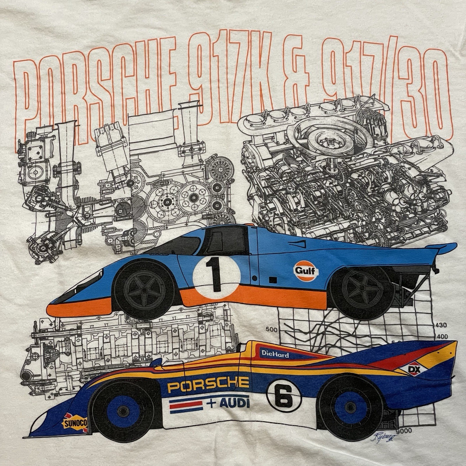 Vintage 90s Porsche Shirt Size XL Sports Car 917K Racing 917/30 Audi F1 Auto gallery