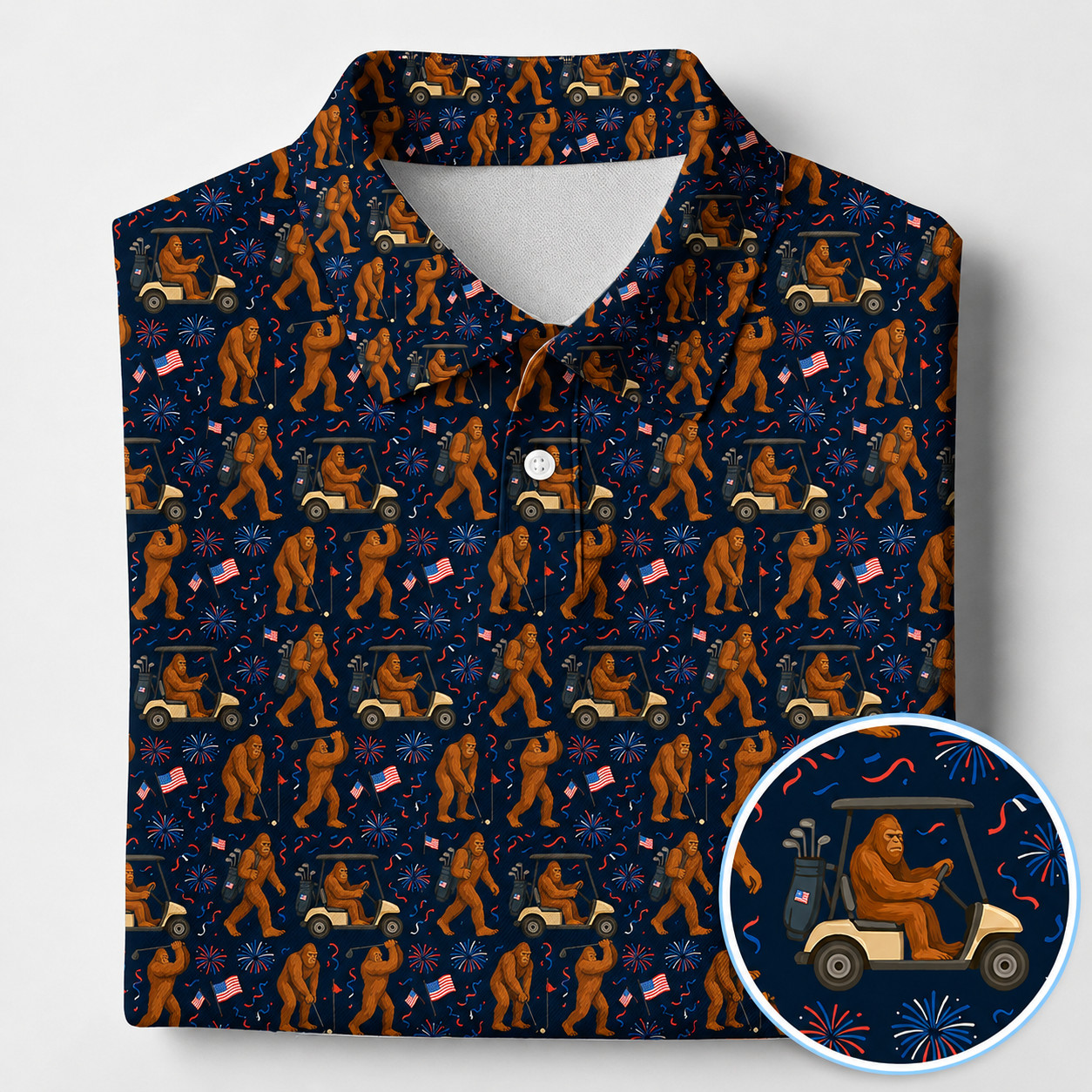Crazy Patriotic 250 Bigfoot Golf Polo Shirt USA Anniversary (S-5XL) gallery