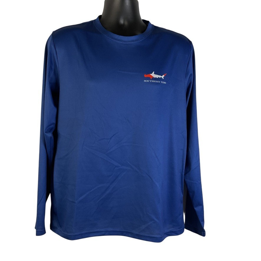 Southern Tide Shirt Size Med Blue Tee Long Sleeve Shirt 100% Recycled Polyester gallery