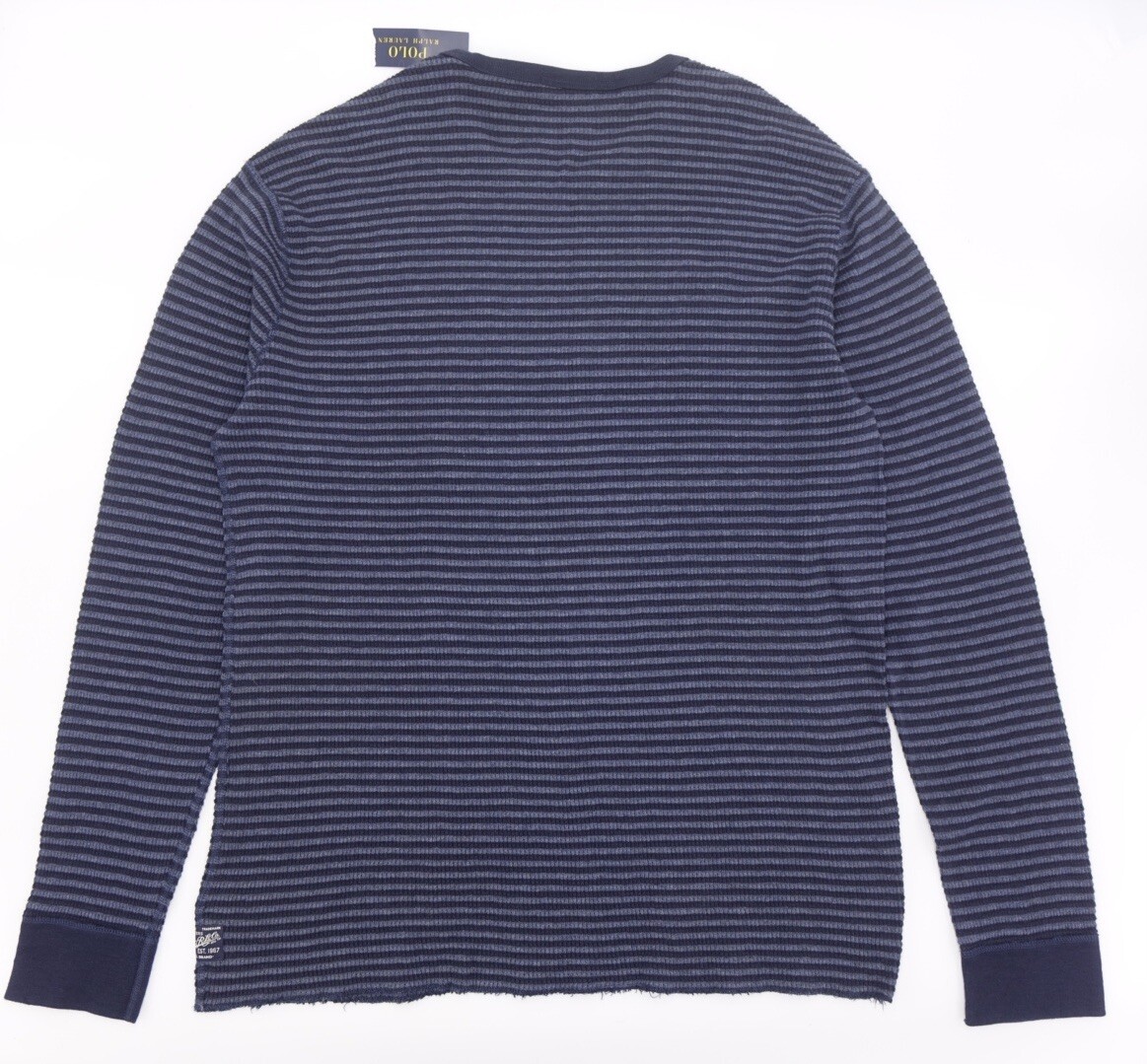 Polo Ralph Lauren Waffle Long Sleeve Henley Triped Cassic Navy Men’s XL gallery