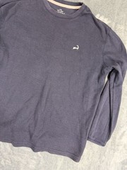Cuffys Cape Cod Mens Navy Blue Waffle Knit Long Sleeve Shirt M
