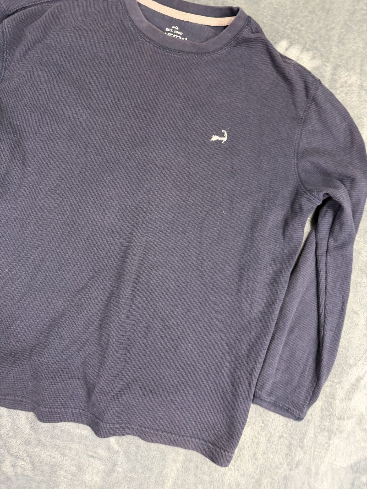 Cuffys Cape Cod Mens Navy Blue Waffle Knit Long Sleeve Shirt M gallery