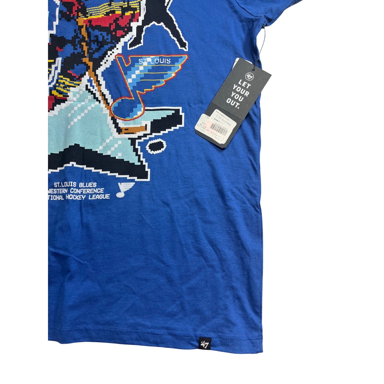 47 Brand St Louis Blues NHL Pixel Graphic T-Shirt Mens Large Blue 8-Bit Retro gallery
