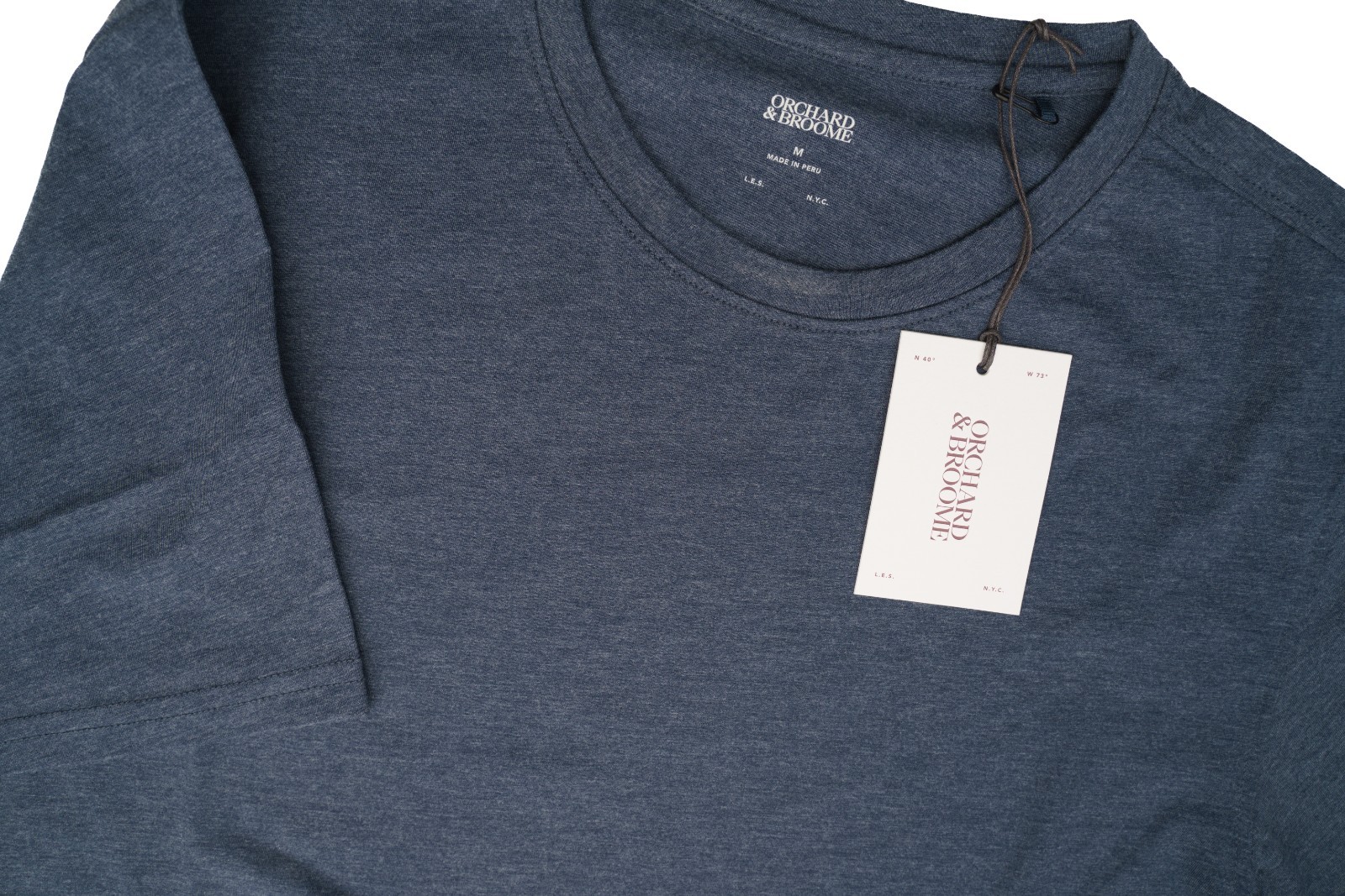 ORCHARD & BROOME Heather Blue T-Shirt Regular Fit Pima Stretch Lightweight M gallery