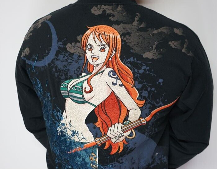 Karakuri Tamashii One Piece Nami Collaboration Japanese Long T-shirt Black XXL