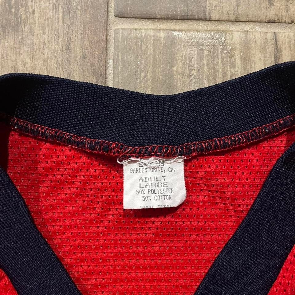VTG Angels Jersey Men's L Red Polycotton LA Mesh G.H.L.L. #14 V-Neck Evans 90s gallery