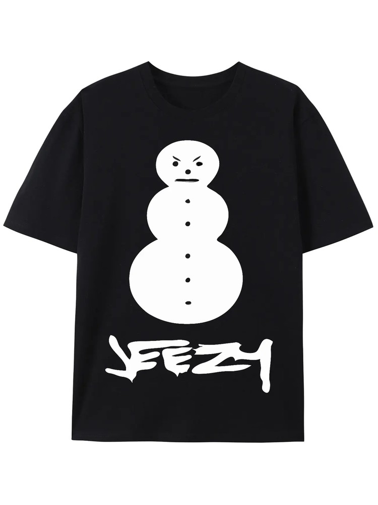 Young Jeezy 100% Cotton Snowman Graphic T-Shirt – Casual Hip Hop Style Crew Neck