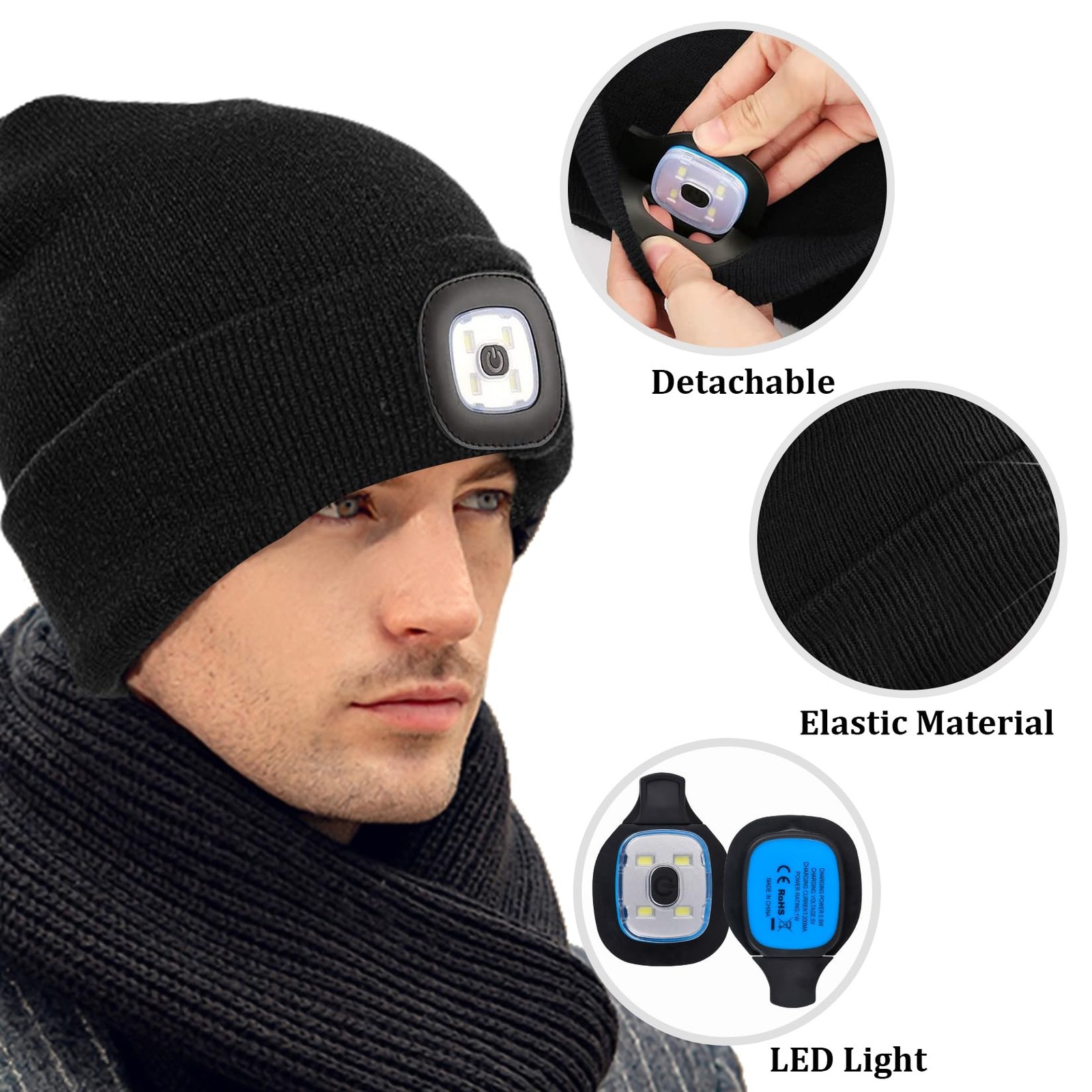 Fathers Day Dad Gifts for Men: USB Rechargeable Unisex Beanie Knit Cap with L... gallery