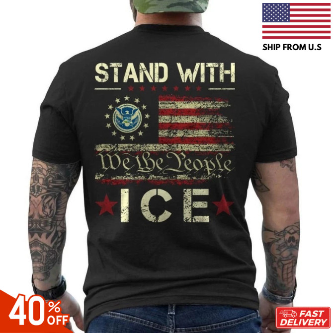 new- ICE Immigration Officers American Flag I Support Trump Stand With ICE shirt gallery