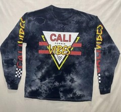 California Vibes Long Sleeve Black Tie Dye Crew Neck T-shirt Size In Description
