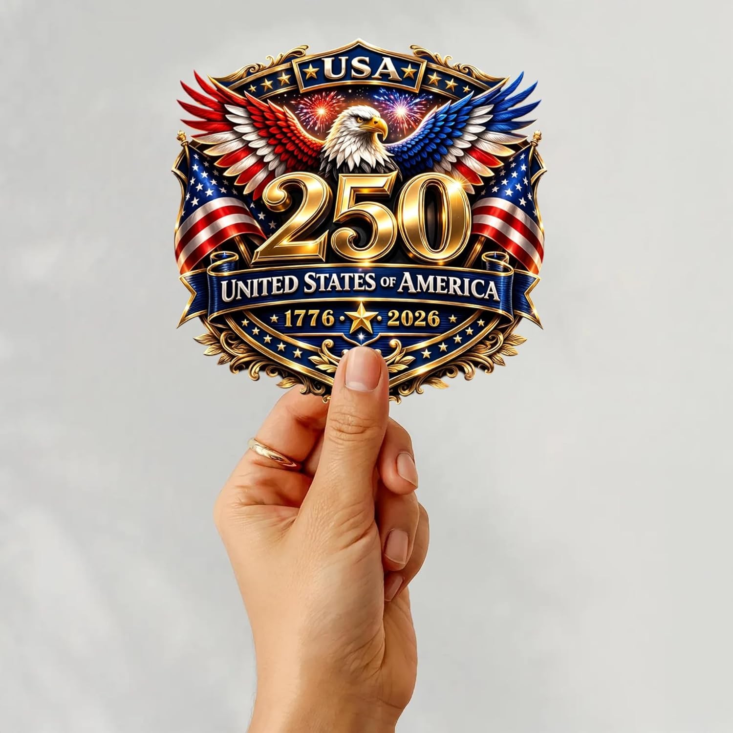 2pcs 250th Anniversary USA Car Decal Sticker, Patriotic Bald Eagle 1776–2026 V gallery