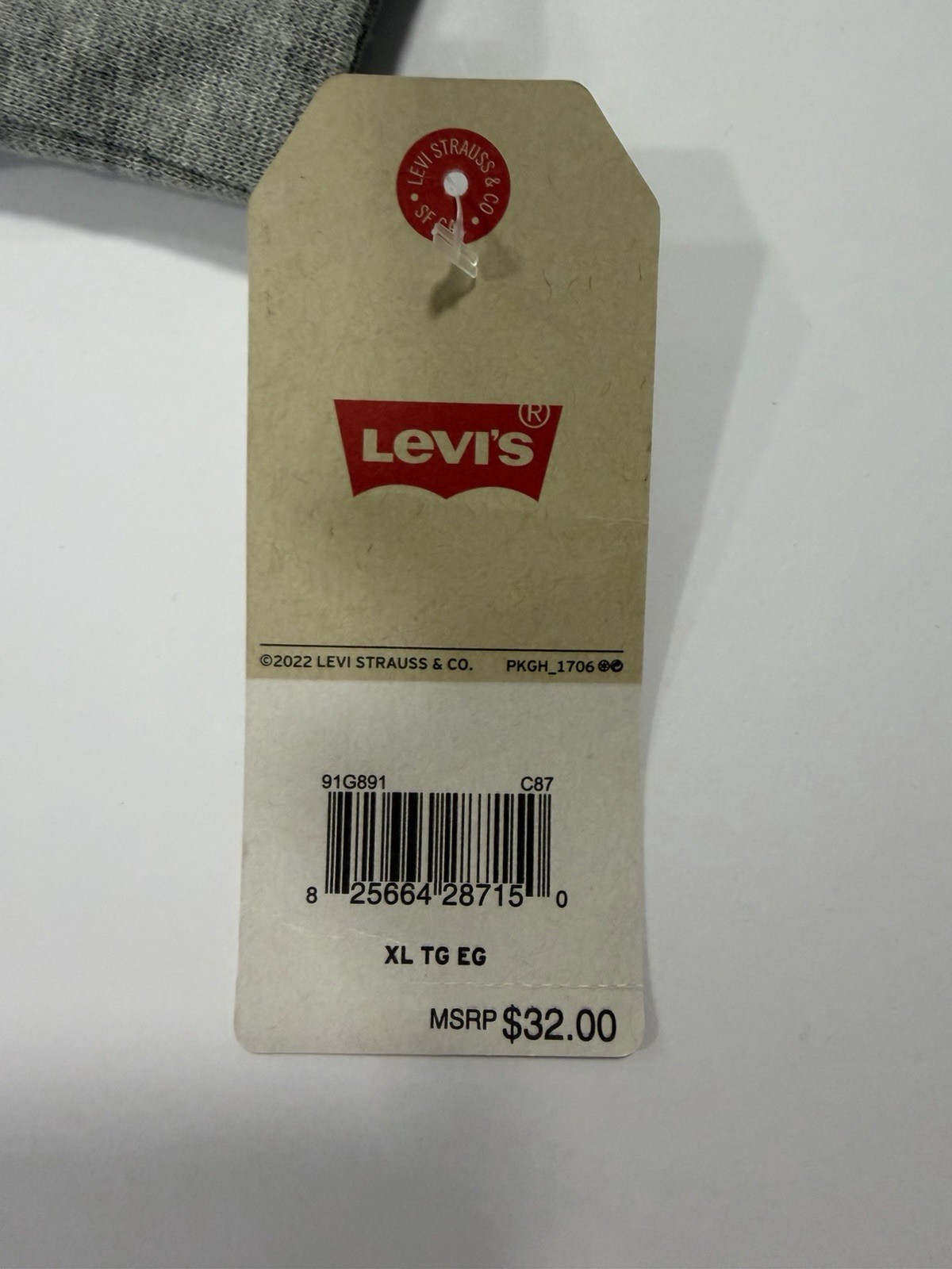 Levi's Men’s Gray Waffle Knit Henley Long Sleeve T-Shirt Logo Buttons XL gallery