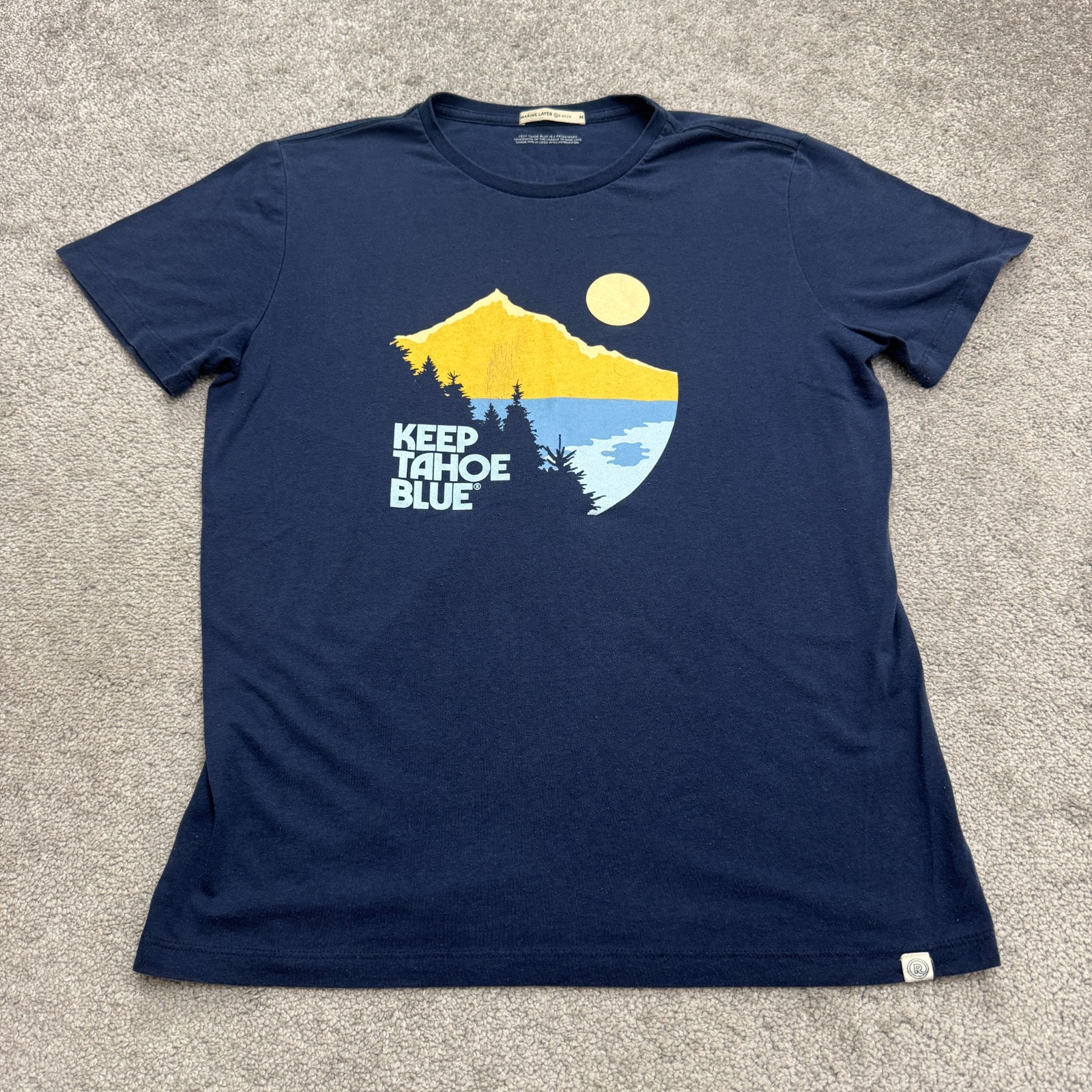 Marine Layer Re-Spun Keep tahoe Graphic T-Shirt Mens Medium Navy Casual Crew Tee